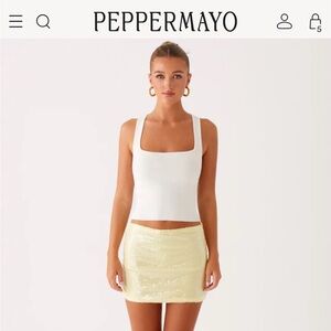 Peppermayo Butter Yellow Sequin Skirt